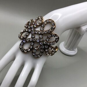 Gold-Tone Crystal Statement Bracelet - Gold with Clear Crystals